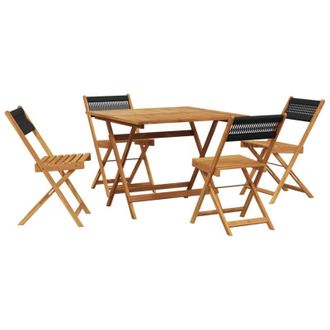 vidaXL Set De Comedor Jard&iacute;n 5 Pzas Polipropileno Madera Maciza Negro Vidaxl