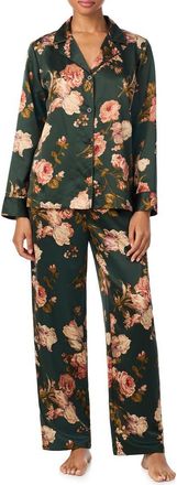 Lauren Ralph Lauren Printed Satin Pajamas in Green Floral at Nordstrom, Size X-Small
