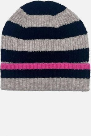 Nooki Design Womens FARAH KNITTED STRIPE BEANIE-BLACK - White - Size: ONE