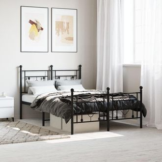 Berkfield Home Metal Bed Frame without Mattress with Footboard Black 120x190cm | Size: 120x190 cm