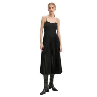 Theory Kleedjes, Dames, Zwart, M, Katoen, Flared Midi Jurk