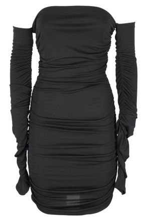 Andamane Mini Dress With Off-Shoulder Design And Draped Sides