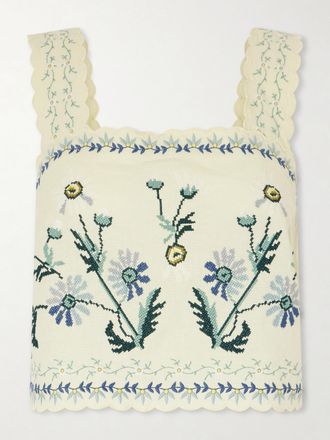 Sea New York Top In Misto Cotone E Lino Ricamato Smerlato Audra - Giallo