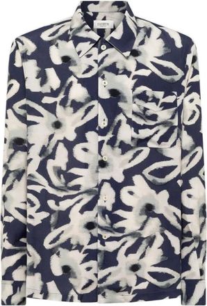 Laneus Floral Print Shirt - Heren - Casual Overhemden - Blauw - L - Overhemden