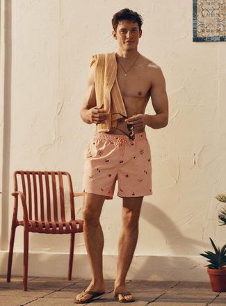 Simons Mens Vacation embroidery swim short