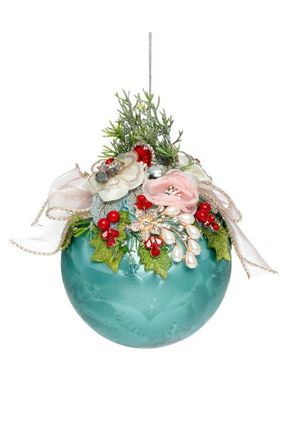 Mark Roberts Floral Jeweled Ball Ornament, Frosted, Blue in Frosted Blue at Nordstrom