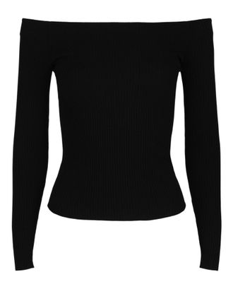 Valentino Off-The-Shoulder Ribbed Knit Sweater