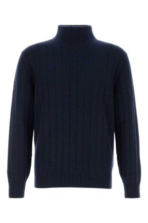 Brunello Cucinelli Navy Blue Knitted Sweaters