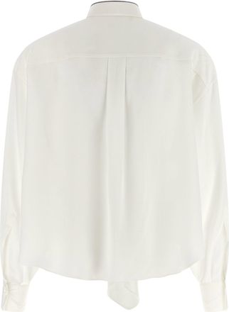 Brunello Cucinelli Shiny Collar Silk Shirt - Cream