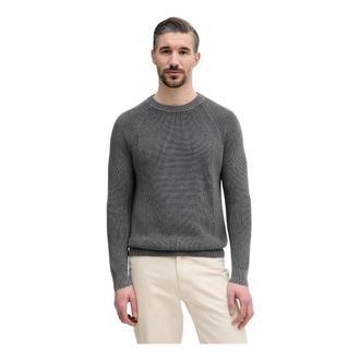 Benetton Trui met ronde hals van ribgebreide stof - Heren - Ronde hals truien - Grijs - M - Katoen - Truien & Vesten
