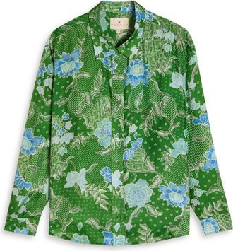 Hannah Art Wear Stevie Printed Silk Shirt - Green - 3 (UK16-UK18)