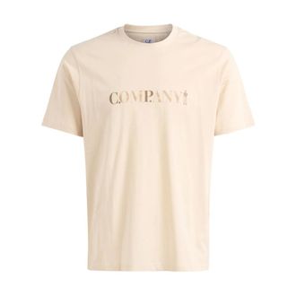 C.P. Company T-Shirts, male, Beige, Size: XL 30/1 Jersey Short Sleeve Chest
