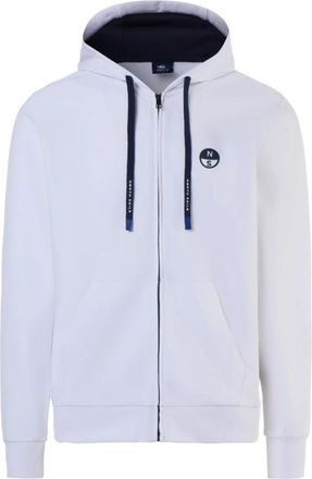 North Sails Biologische katoenen hoodie met volledige rits - Heren - Vesten met rits - Wit - 2XL - Katoen - Hoodies & sweatvesten