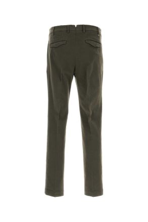 Pantaloni Torino Mens Olive Green Stretch Cotton Pant Verde Exterior: Elastane Pantaloni Trousers