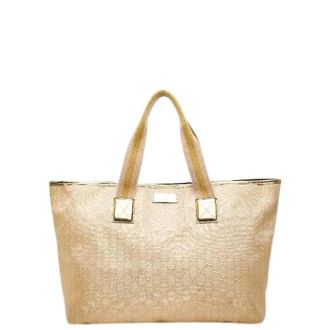 Gucci Pre-owned Tote Bags, female, Beige, Size: ONE SIZE Pre-owned Canvas Tote
