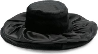 Junya Watanabe Faux-Fur Satin Wide Brim Bucket Hat - Black