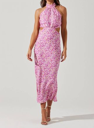 Astr Ambretta Halter Midi Dress In Pink Floral