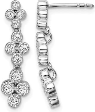 Diamond2Deal 14k Gold 3/8 ct Lab Grown Diamond Floral Bloom Dangle Earrings VS Clarity, D-E Color