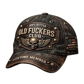 Generic Old Fuckers Club Vintage Baseball Cap, Embroidered 100% Bitter Lifetime Member, Adjustable Distressed Washed Cotton Hat (1PC)