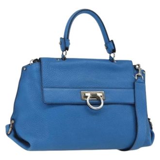 Ferragamo Pre-owned Handbags, female, Blue, Size: ONE SIZE Pre-owned Leather Handbag