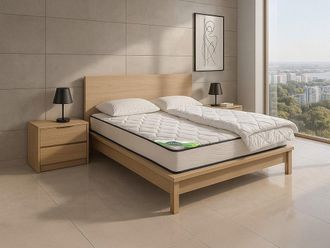 Vente-Unique Set biancheria da letto 140 x 190 cm materasso in schiuma e fodera in bamb&ugrave; sp.15cm + piumone + 2 cuscini - KANANI di NATUREA