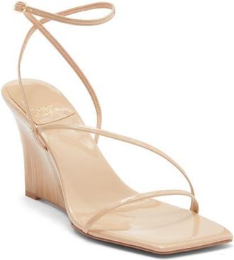 Jeffrey Campbell Topsail Ankle Strap Wedge Sandal in Beige Patent at Nordstrom, Size 6.5