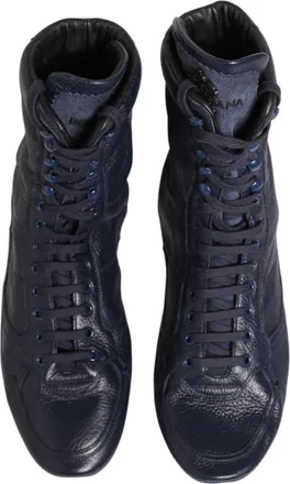 Dolce & Gabbana Deer Leather Lace-Up Boot - Navy