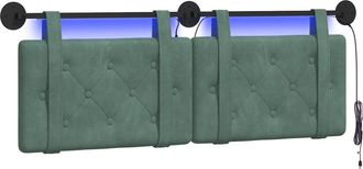 vidaXL Cabecero Colgante Con Luz Led Verde Mar Terciopelo Vidaxl