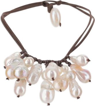 Mela Collana con laccio in pelle scamosciata - Bianco