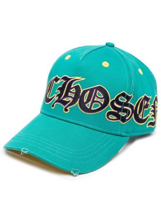 Philipp Plein Gothic logo-print distressed cap - unisex - Cotton - One Size - Blue