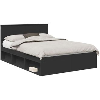 vidaXL Estructura De Cama Negro 135 X 190 Cm Madera De Pino Macizo Vidaxl