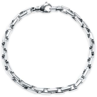 Pompeii3 Mens Steel Single Tone Clasp 7.5mm Tight Link 8.5 Bracelet