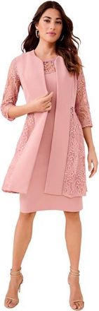 Roaman's Stretch Paisley Lace Jacket Dress in Rose Gold at Nordstrom, Size 20