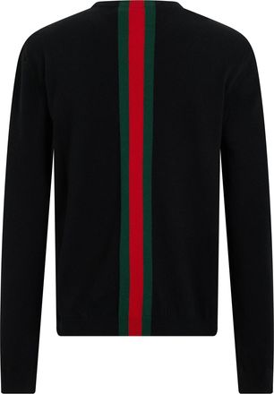 Gucci Mens Crew Neck Cashmere Pullover Black-Green-Red Sweatshirts Black/green/red Sweater