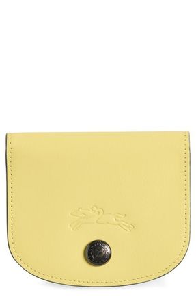 Longchamp Le Pliage Xtra Leather Flap Card Case in Lime at Nordstrom