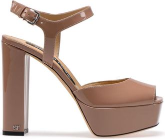 Sergio Rossi Monica Patent Leather Platform Sandals Size 38.5