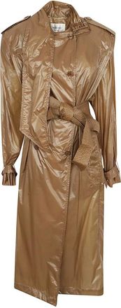 Saint Laurent Jassen, Dames, Beige, L, Nylon, Lavalli&egrave;re Trenchcoat in Nylon