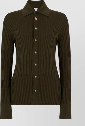 Bottega Veneta silk cashmere ribbed knit long sleeve shirt