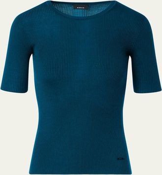 Akris Cotton Silk Short-Sleeve Sweater
