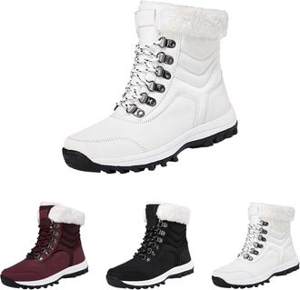 Generic Winter Boots Warm Fur Lined Walking Shoes Womens Snow Boots Durable Walking Boot Lace Up Anti Skid Boot Thermal Combat Shoes Waterpoof Ski Trainers Ch
