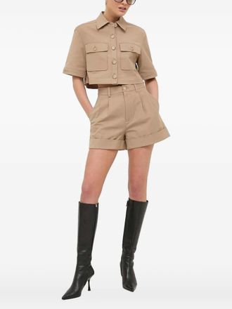 Miss Sixty logo-embroidered cropped shirt - women - Cotton/Elastane/Polyester - L - Neutrals