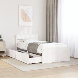 vidaXL Estructura Cama Sin Colch&oacute;n Madera Maciza Pino Blanca 100x200cm Vidaxl