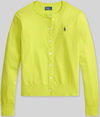 Polo Ralph Lauren Regular Fit Strickjacke aus Baumwoll-Mix in Neon Gelb, Gr&ouml;&szlig;e XS