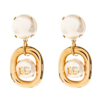 Dolce & Gabbana Glazen Parel Clip-On Oorbellen - Dames - Oorbellen - Geel - ONE Size - Accessoires