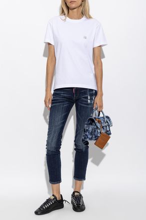 Dsquared2 T-shirt With Logo Appliqu&eacute;, Womens, White