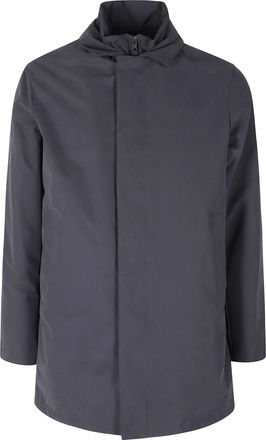 People of Shibuya Dark Blue Coated Microfiber Bib Trench Coat
