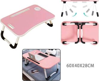 Trade Shop Trade Shop - Tavolino Pieghevole Rosa Supporto Per Computer Portatile Laptop Salvaspazio Casa