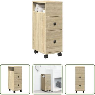 vidaXL Mobile da bagno stretto - Mobile da Bagno Stretto con Ruote Rovere Sonoma in Truciolato
