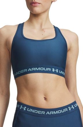 Under Armour HeatGear Mid Cross Back Sports Bra in Wham Blue //Blue Haze at Nordstrom, Size X-Large