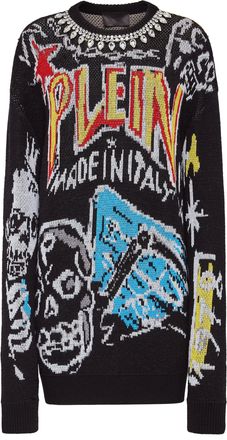 Philipp Plein Pullover Round Neck LS Graffiti